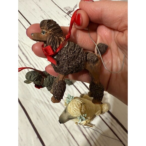 Lot Of Poodle Dog Ornaments And Poodle Figurine Vintage Resin - Picture 9 of 12